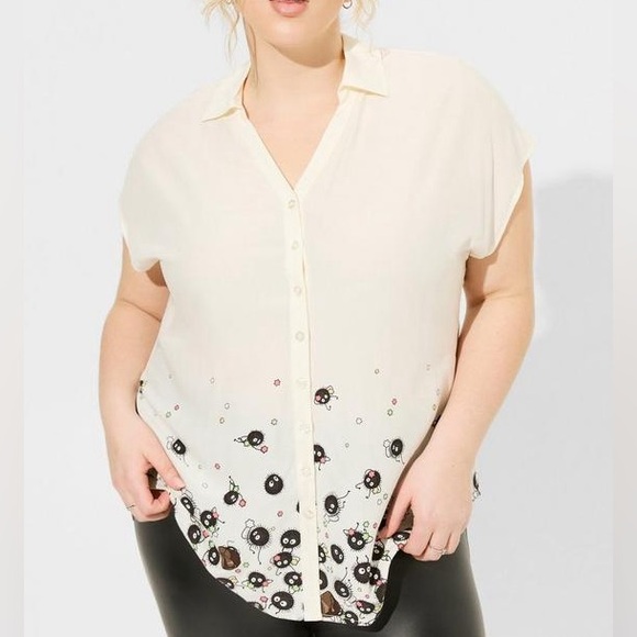 Her Universe Tops - Torrid Studio Ghibli Spirited Away Printed Tunic Soot Sprites Button Up Collared